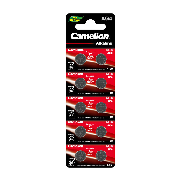 Батарейка Camelion AG04 (377/LR626/LR66) BL10 щелочной диск 1шт