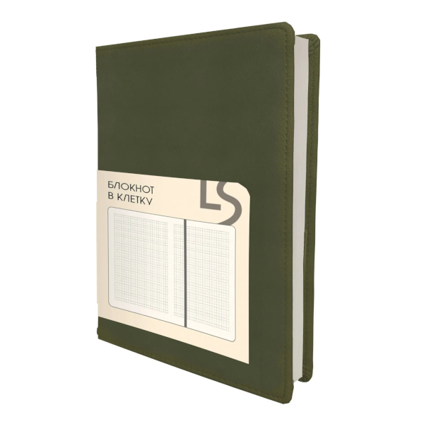 Блокнот А6+ 136л "Maple. Olive" клетка, сшивка, тв.обл., иск.кожа БМКК61364611 Listoff