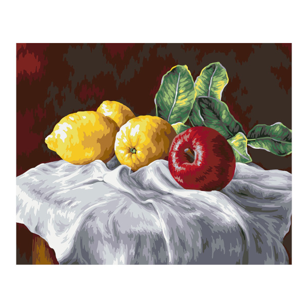 Картина по номерам ФРЕЯ 40*50см "Натюрморт с лимонами и яблоком" PNB/PL-138