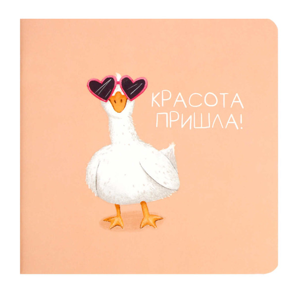 Блокнот 130*130мм 32л "Гусыня-красотуля" клетка/точка, скоба, мягк.обл., картон, рис 71173 Феникс+