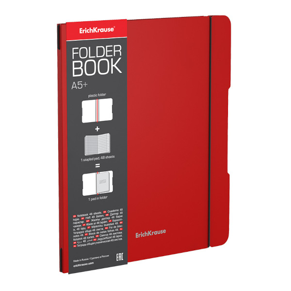Тетрадь 48л А5+ клетка "FolderBook Classic" съем. пластик, красный 48019 Erich Krause