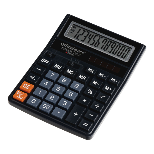 Калькулятор OfficeSpace настольный 12р, черный 377152