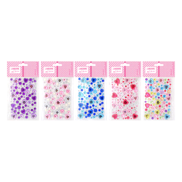 Стразы для декора самокл. "Сердечки" акрил, 9,5*15см, ассорти 8002802 deVENTE