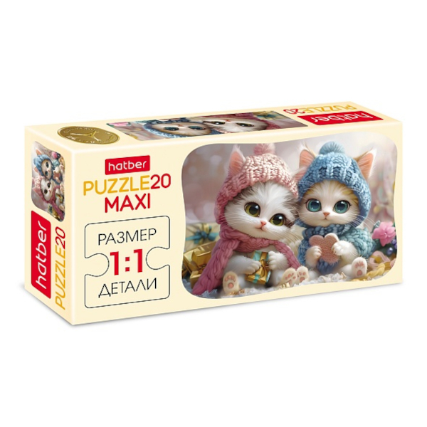 Пазлы 20 элем. дет. MAXI "Глазки, ушки, носик" А5 165*230мм 20ПЗ5_32269 Hatber