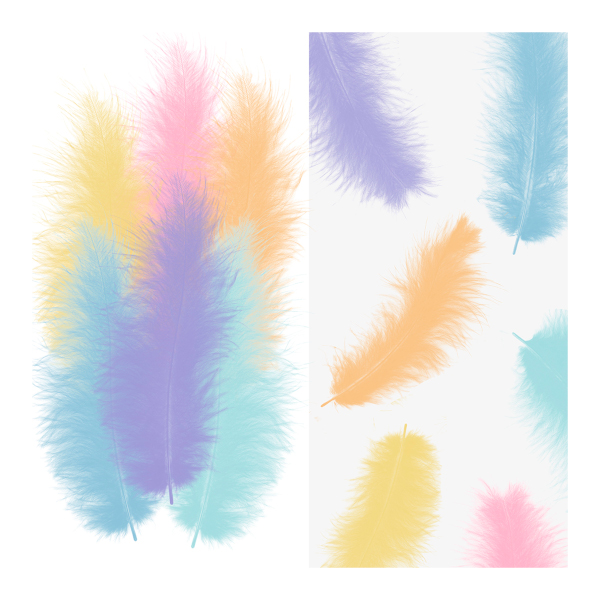 Декоративный элемент "Перья декоративные. Макарунс" 12-15см, 30шт, цветные 6015519 Волна веселья