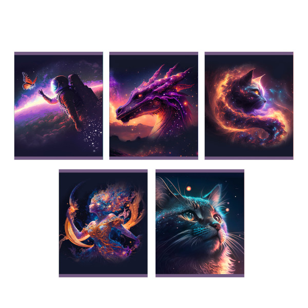 Тетрадь 48л А5 клетка "Космические миражи" картон, ассорти ТКФ488792 Listoff