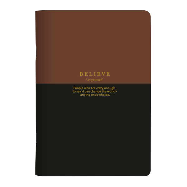 Тетрадь 40л А5 клетка "Believe. Коричневая полоса" картон, коричневый/черный N4783 Be Smart