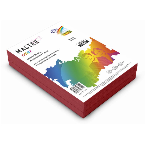 Бумага А4 80г/500л красный интенсив (аналог ZR09, СО44) 07249 Master Color