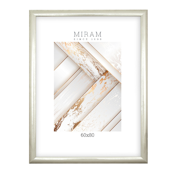 Фоторамка 60*80 пластик, багет 27мм, серебро, вставка пластик 647221-24 МИРАМ