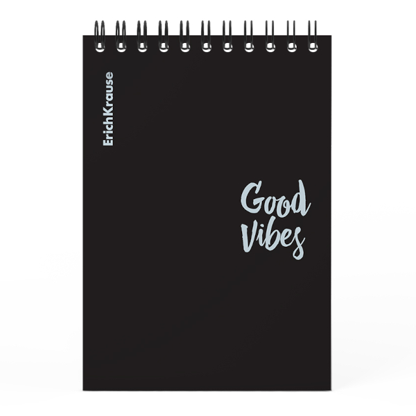 Блокнот А6 80л "Words" клетка, гребень, пластик.обл., черный 61981 Erich Krause