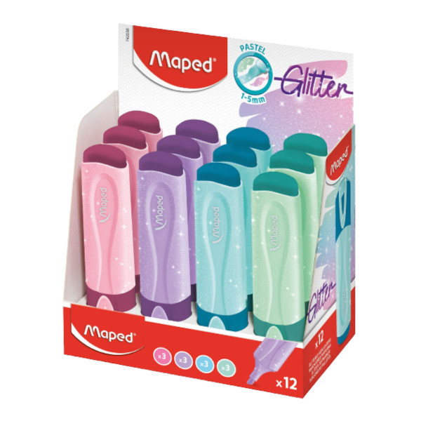 Текстовыделитель Maped "Fluo Peps Classic Glitter" /ассорти/скош. 1-5мм, ассорти 1шт 742038