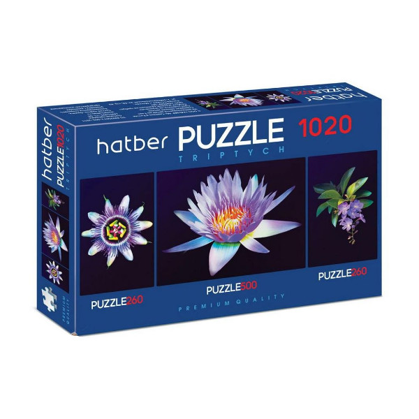 Пазлы 260+500+260 элем. "3в1. Душа цветка. TRIPTYCH" А2 220*330/460*340мм 1020ПЗ2_20930 Hatber