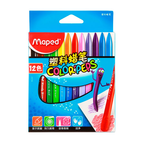 Мелки пластиковые Maped "Colorpeps" 12цв, двустор., карт.уп., с европ. 862011