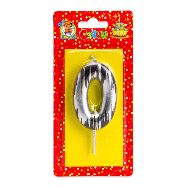 Свеча для торта "Цифра 0. Шебби шик. Серебро" С-2499 Дон Карнавал