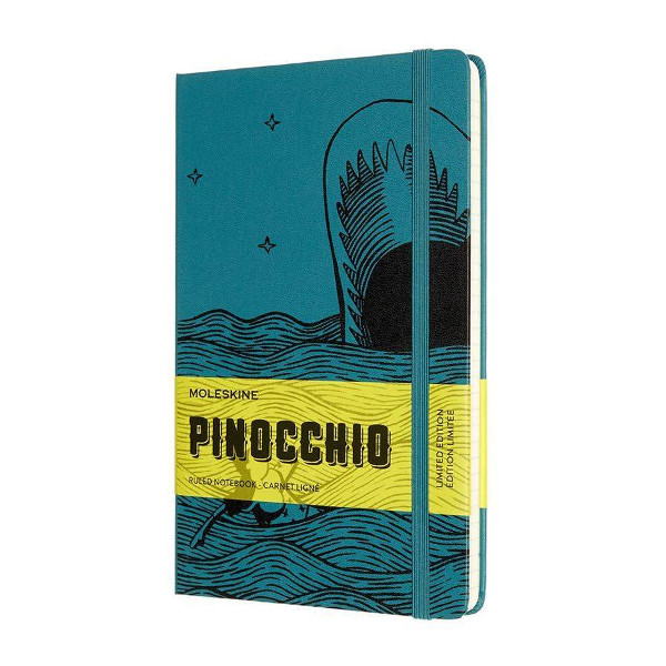 Записная книга А5 120л "Le Pinocchio. Акула" линейка, сшивка, тв.обл., иск.кожа, зеленый LEPIQP060B