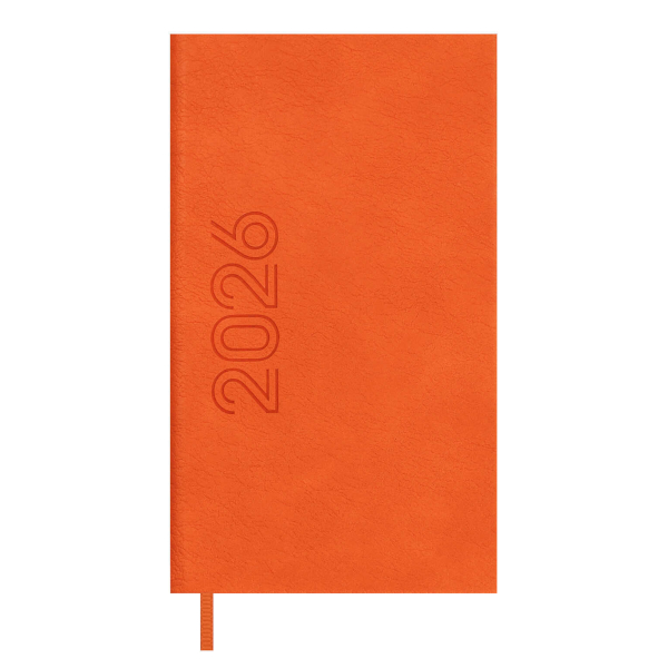 Еженедельник 85*145мм 2026 Escalada "Лозанж" тв.обл., иск.кожа, сшивка, оранжевый 70359