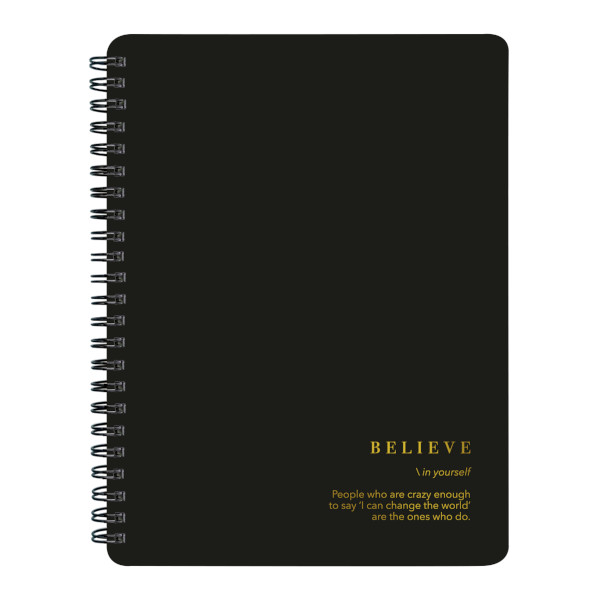 Тетрадь 120л А5 клетка/гребень "Believe" картон, черный N4200 Be Smart