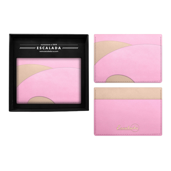 Картхолдер "Плезир" 1отд., 3карм., иск.кожа, розовый/беж. 70784 Escalada