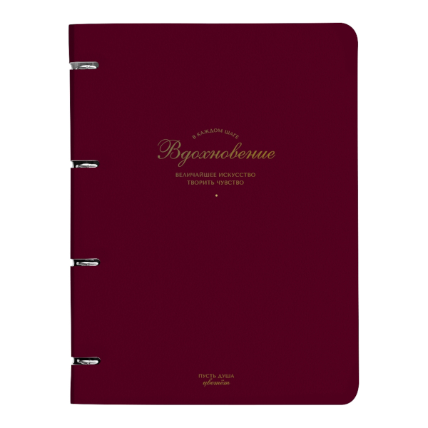 Тетрадь 120л А4+ клетка на кольцах "Feeling. Бордовый" иск.кожа, рисунок N6355 Be Smart