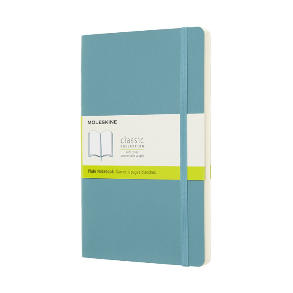 Записная книга А5 96л "Classic Soft Large" без линовки, сшивка, интегр.обл., иск.кожа, голуб QP618B35
