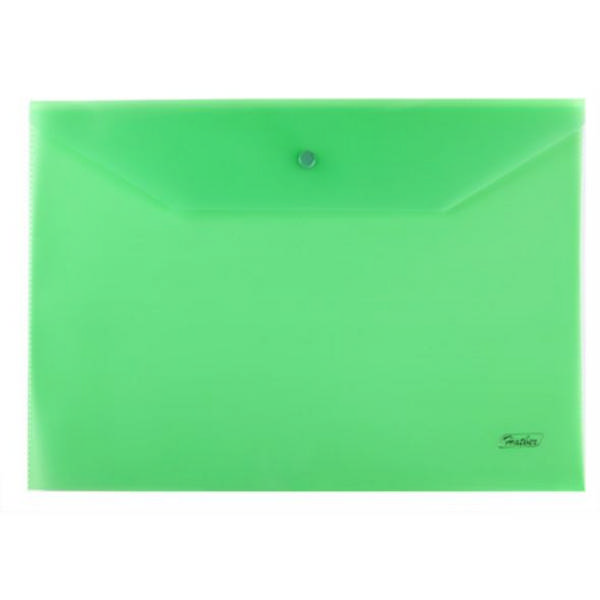 Папка-конверт на кнопке А4, 1отд., 180мкм, непрозрач., зеленая АКк4_00004 Hatber