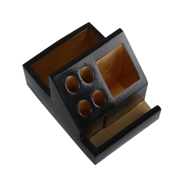 Подставка для пиш. прин. "Мрамор" 7 отд., 13,6*9,8*9,6см, бетон, черно-золотой 5532270