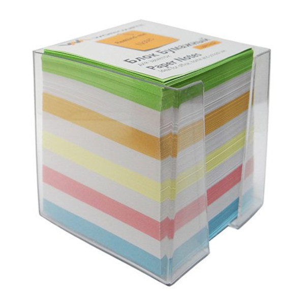 Блок для записей в пласт. боксе  Workmate 90*90*90мм, цветной с белым 15-0355