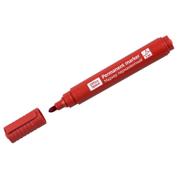 Маркер перм 3мм, спирт. осн., пулевид., красный, пластик. корп. 8004А 265704 OfficeSpace
