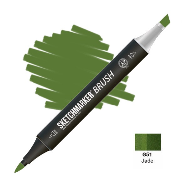 Маркер спиртовой худож. SKETCHMARKER "Brush" G51 нефрит, двустор., пулевид./скошен. SMB-G51