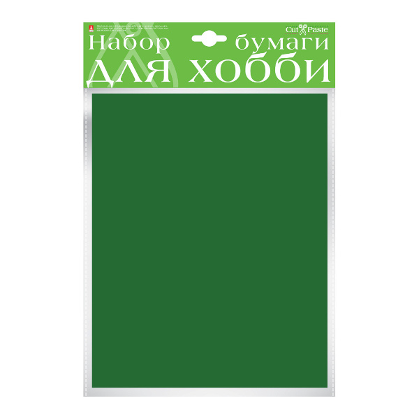 Бумага цветная крашенная в массе А4, 10л, 110г/м2, т.-зеленый 2-065/06 HOBBY TIME