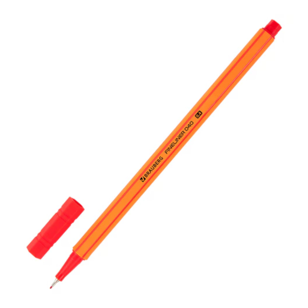 Ручка капиллярная 0,4мм, черный, корп. оранж. "Fine 040" 144139 Brauberg