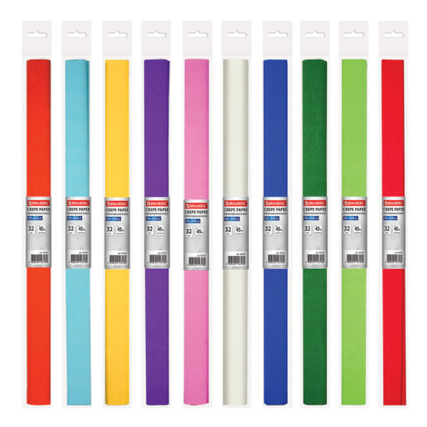 Бумага крепированная 50*250см, 32г/м2, ассорти 127151 Brauberg