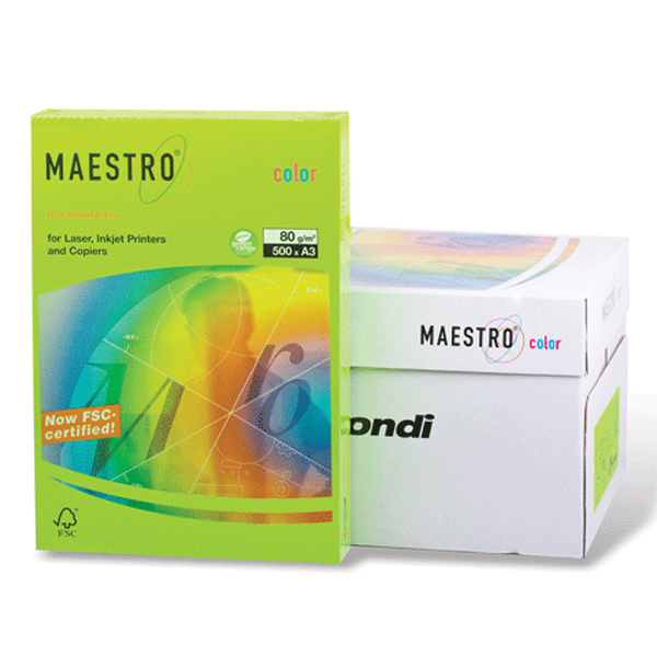 Бумага А3 80г/500л NEON Green (зеленый неон) NEOGN Maestro Color