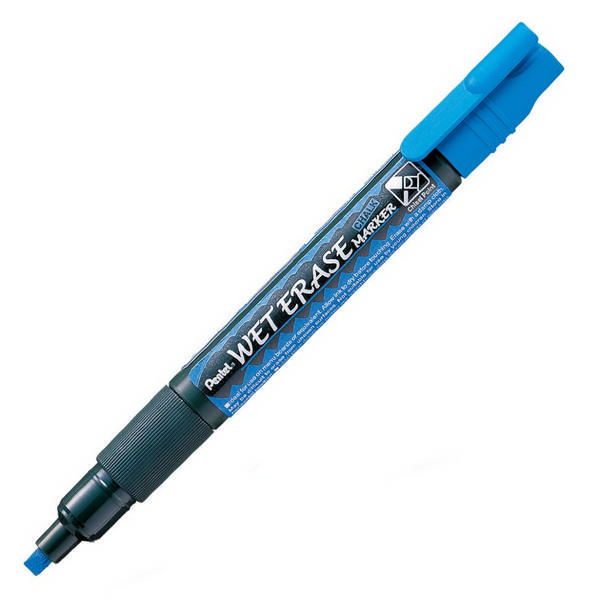 Маркер меловой двуст 2-4мм, водн. осн., пулев/скош, синий, пласт. "Wet Erase Marker" SMW26-C Pentel