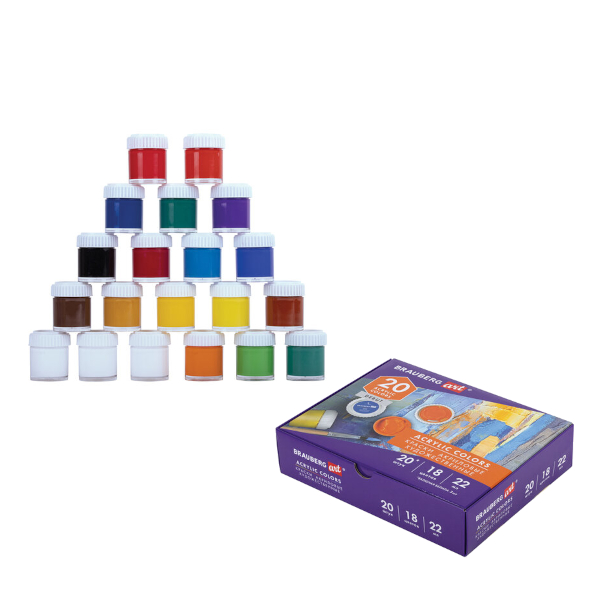 Краски акриловые Brauberg "Art Debut" 18цв/20шт*22мл, карт.уп. 192299