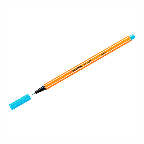 Ручка капиллярная 0,4мм, лазурь, корп. оранж. "Point 88" 88/57 Stabilo