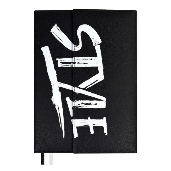 Ежедневник А5 не дат 320стр., Escalada "Шеврет экстра" тв. переплет, иск. кожа, черный, магн.кл 63962