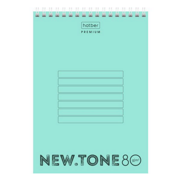 Блокнот А5 80л "NEWtone Pastel" клетка, гребень, пластик.обл., мятный 80Б5A1гр_05039 Hatber
