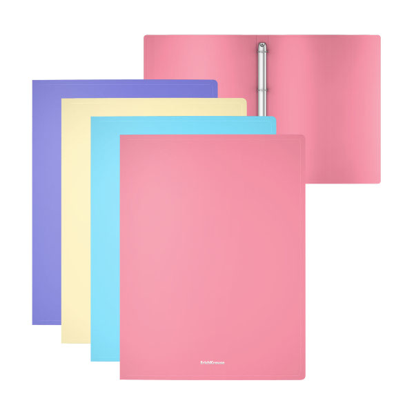 Папка 4 кольца А4, 24мм, 600мкм, ассорти "Diagonal Pastel" 49978 Erich Krause