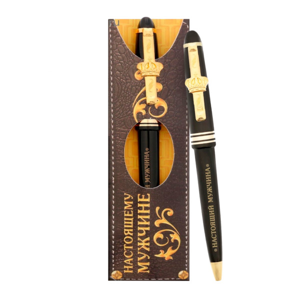 Ручка шар. 1мм, синий, корп. черный "Настоящий мужчина" 1545341 ArtFox