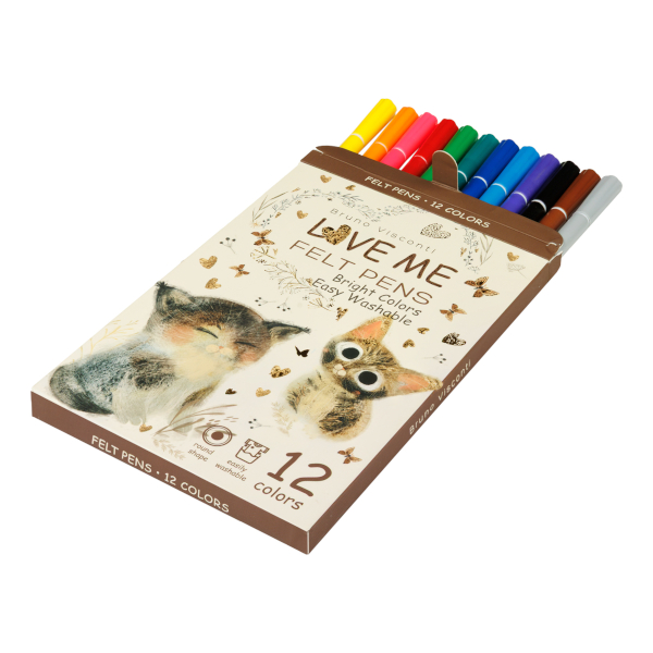 Фломастеры Bruno Visconti "Love me" 12цв., карт. упак. 32-0076