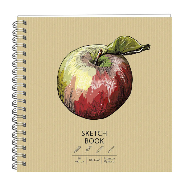 Скетчбук 190*190мм 30л Paper Art "Apple" тв. обл., 180г/м2, гребень ТСК305308