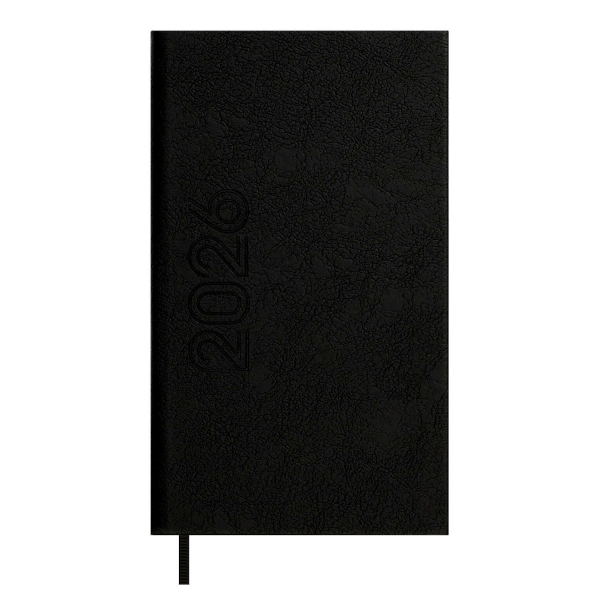 Еженедельник 85*145мм 2026 Escalada "Лозанж" тв.обл., иск.кожа, сшивка, черный 70356