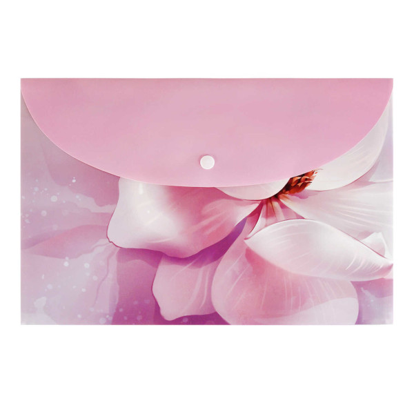 Папка-конверт на кнопке А4, 1отд., 180мкм, рисунок "Цветок" 69007 Феникс+