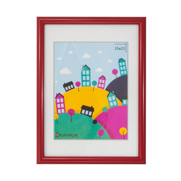 Фоторамка 15*21 пластик, багет 13мм, красный, вставка стекло "Палитра" Platinum