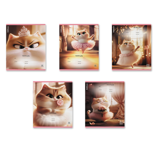 Тетрадь 12л А5+ клетка "Prima Cat" картон, ассорти 64822 Erich Krause