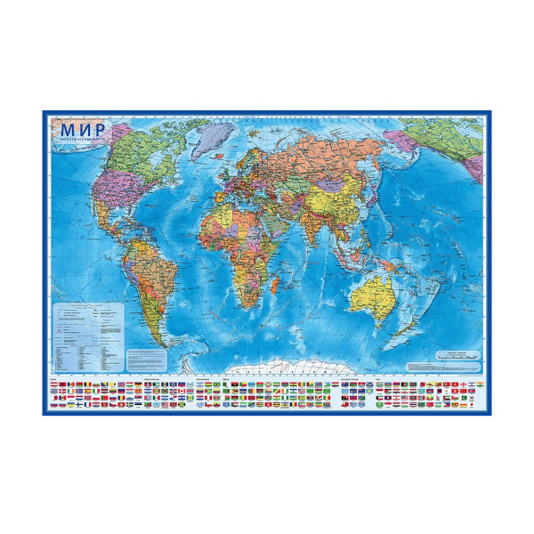 Карта настенная Globen Мир политический 1170*800мм, 1:28 000 000 ламинация, в тубусе КН046
