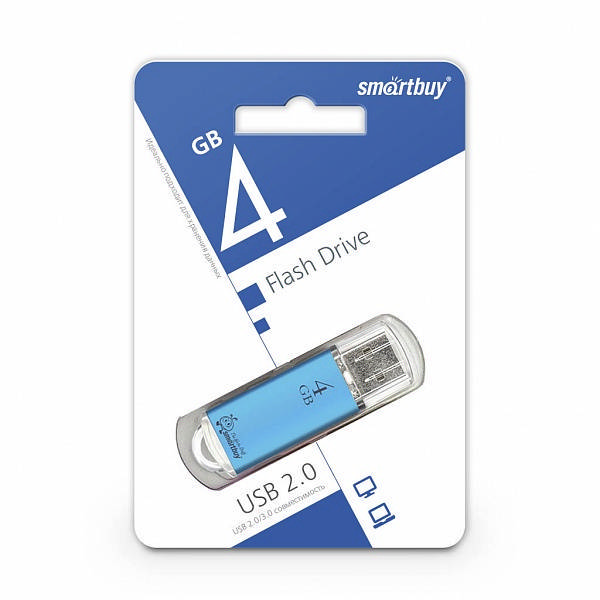 Память Flash Drive 4Gb USB 2.0. Smartbuy V-Cut синий