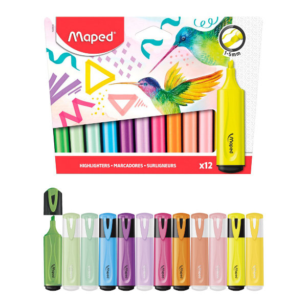 Текстовыделитель Maped "Fluo pep`s classic + pastel" /скош/1-5мм, ассорти, 1шт 740901