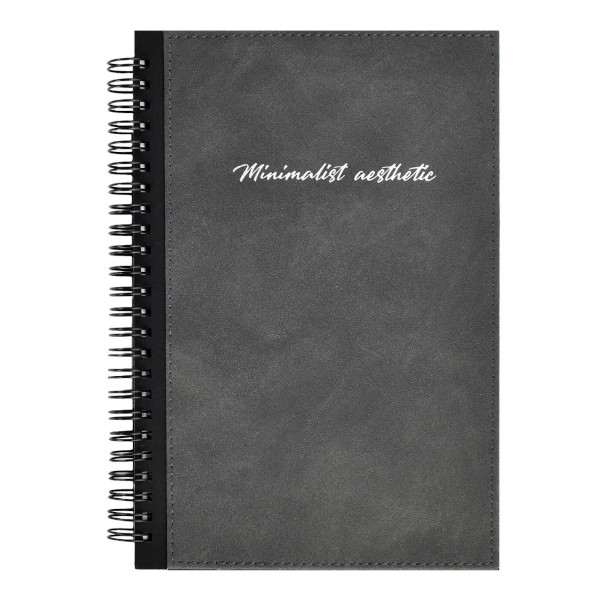 Записная книга А5 96л "Нубук" клетка, гребень, интегр.обл., иск.кожа, серый 67699 Escalada